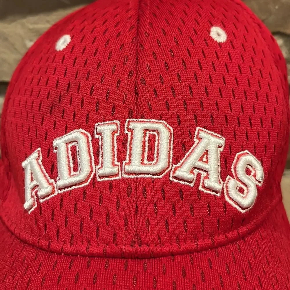 Adidas Red Mesh Varsity Adjustable Baseball Hat